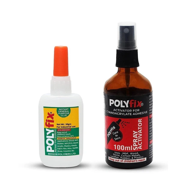 POLYFIX Spray Activator & (Fast Adhesive) High Viscosity Gel 100ML Free Shipping