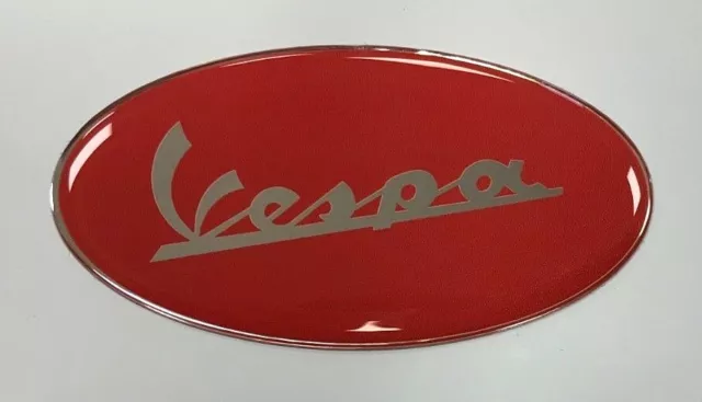 VESPA Red Sticker/Decal 75mm OVAL - HIGH GLOSS DOMED GEL - SCOOTER - MOPED