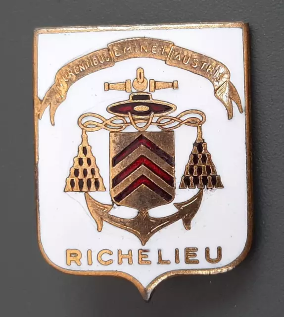 Cuirassé RICHELIEU émail Insigne Marine Nationale ORIGINAL Badge Augis