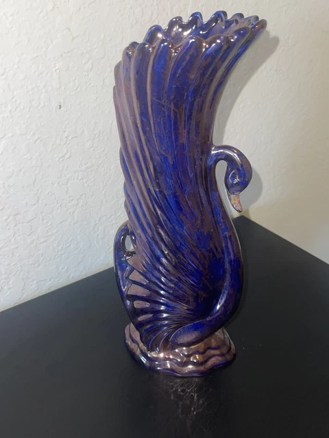 Flawed VTG Collectible  SWAN POTTERY VASE Art Deco 11”x3 Ceramic