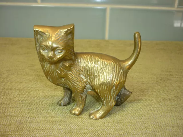 Vintage Solid Brass Cat Figurine