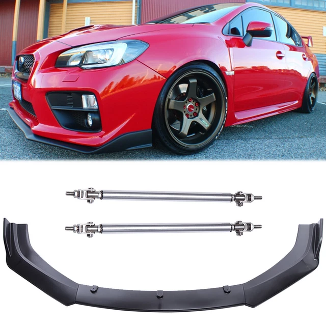 Front Bumper Lower Lip Spoiler Splitter +Strut Rods For Subaru WRX STI 2013-2022