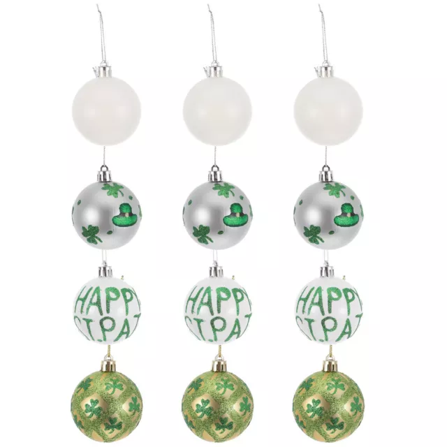 12 Pcs Shamrock-Ball-Verzierung Schreibtischaufsatz Anhänger Weihnachtsdeko