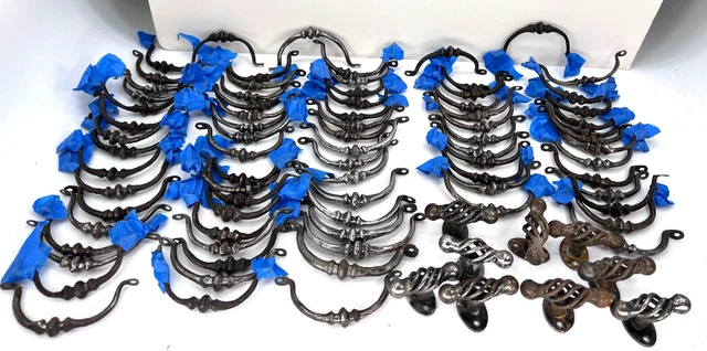 vintage 77 hand forged twisted iron metal drawer handles 9 cabinet door pulls 4"