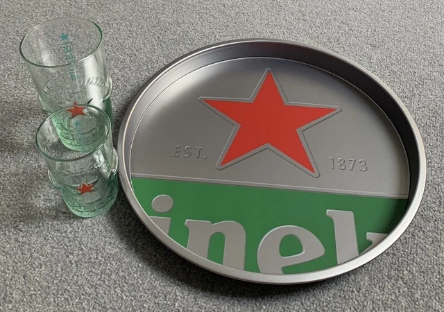 Heineken Tray, Heineken Pint Glass, Heineken Half Pint Glass ( Brand New )