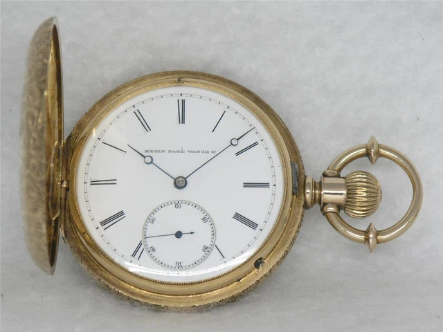 D91 Spectacular 16S 1884 Elgin 14K Solid Multicolor Gold Hunter's Pocket Watch!