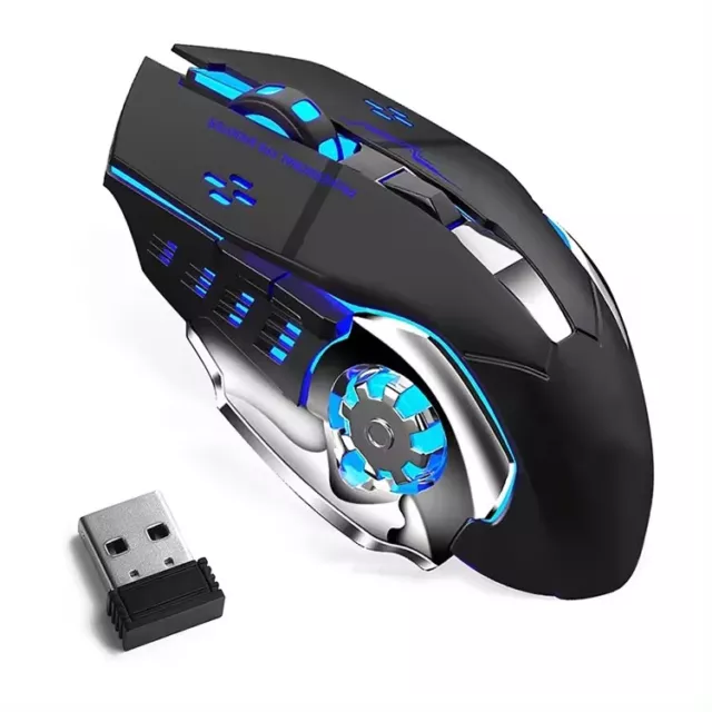 Wireless Gaming Mouse Silent RGB 7Colour for Laptop Computer Rechargeable 2.4Ghz