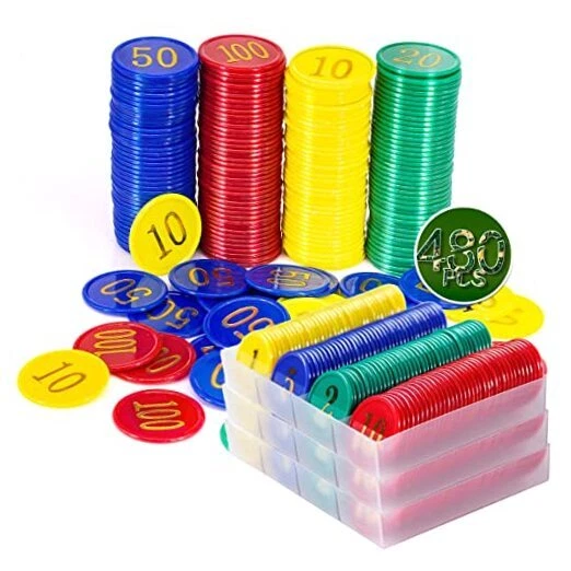 Plastic Poker Chips Poker Chip Set with Storage Box,Denomination Printed 8