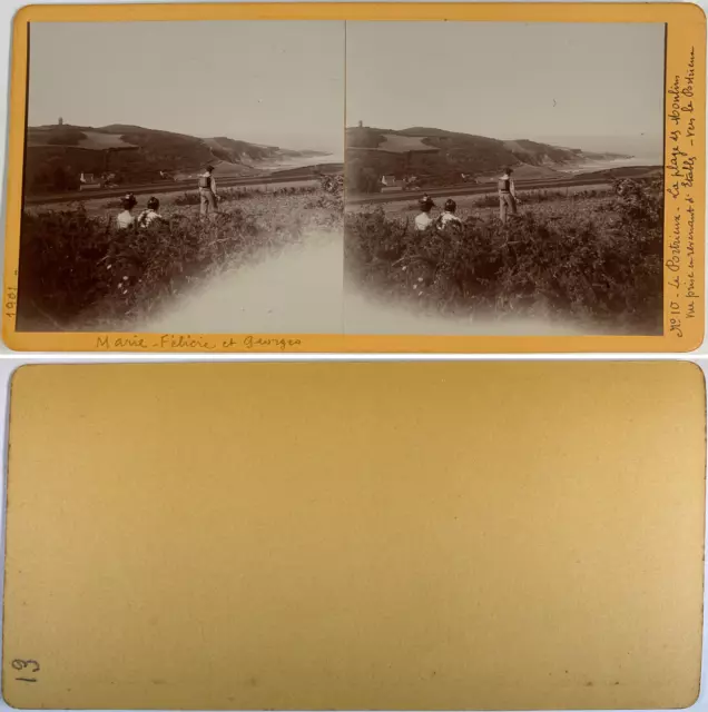 France, Le Portrieux (Saint-Quay-Portrieux), la plage des Moulins Vintage stereo