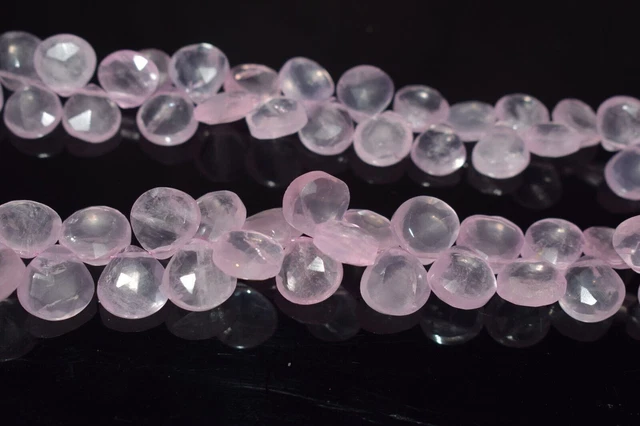 10Pcs Genuine A+ Rose Quartz Faceted Heart Gemstone Untreated Craft Making Beads
