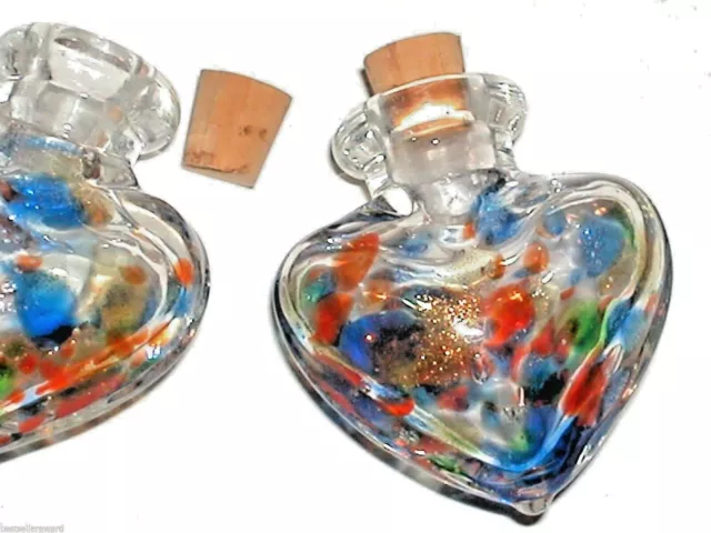1pc Murano Vidrio Colorido Burbuja Corazón Esencial Aceite Poción Perfume Corcho