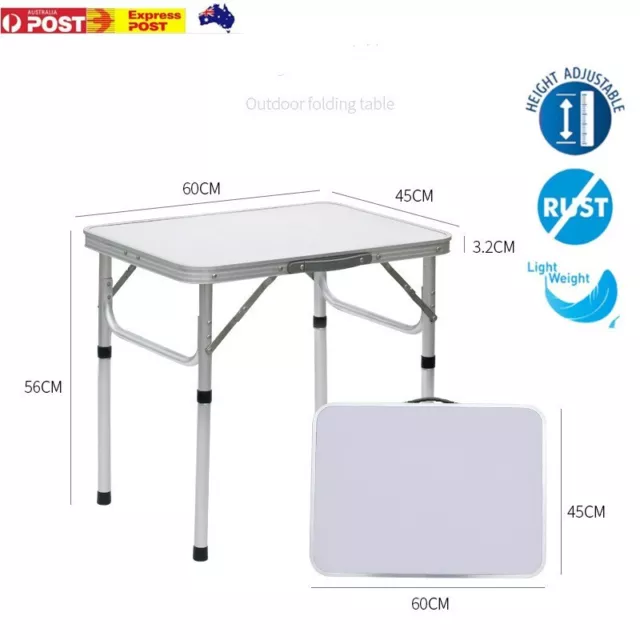 3E Folding Camping Table Adjustable Portable Picnic Outdoor BBQ Desk 60CM