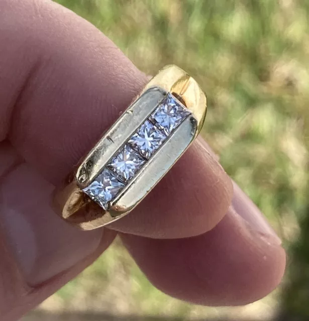 Heavy 1.0Ct Vintage 14K Gold Princess Cut Diamond Ring No Reserve!!