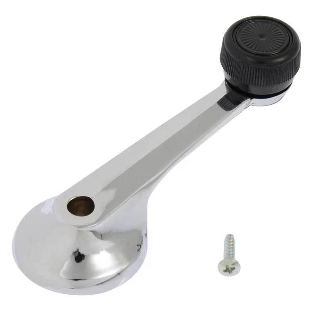 1974-1993 Mustang Capri; Door Window Handle; Chrome; with Black Knob