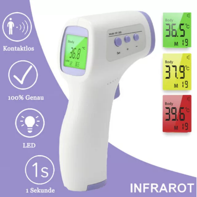 Digital Fieberthermometer Infrarot Stirn Thermometer Kontaktlos Baby& Erwachsene