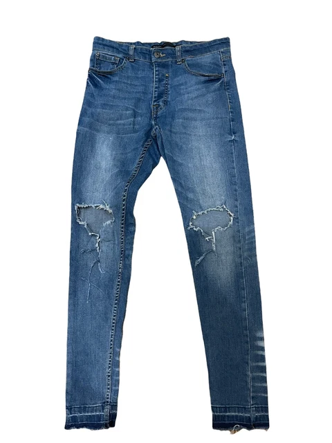 Jeans skinny da donna blu soul strappati taglia 28R (CL20)