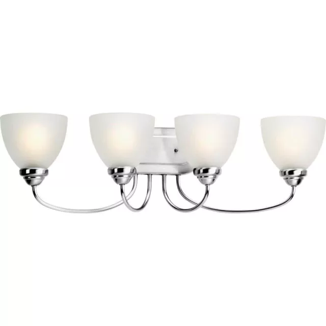 Heart 4-Light Polished Chrome Etched Glass Farmhouse Bath Vanity Light by PL