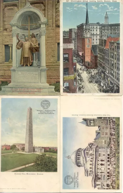 Lot de 4 cartes postales anciennes ETATS-UNIS USA MASS BOSTON