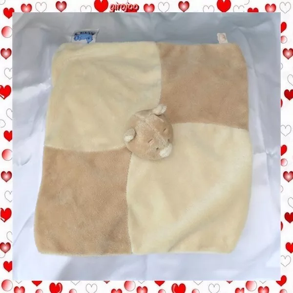 Doudou Peluche Plat Carré Ours Tonton Beige Ecru Noukie's