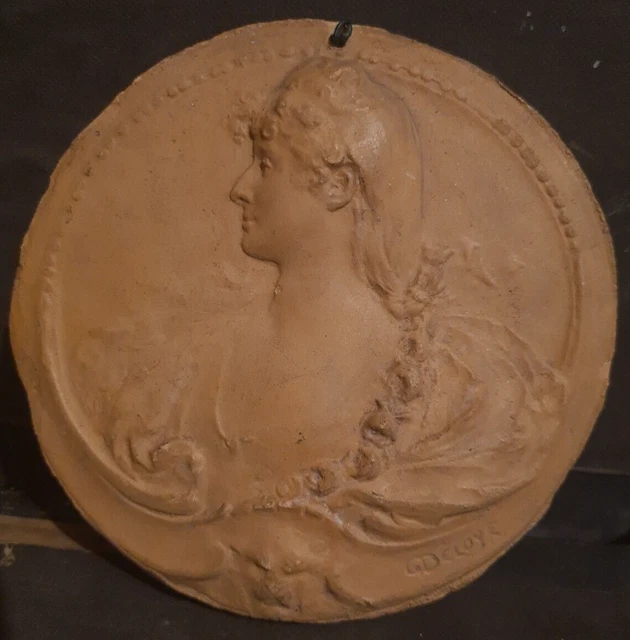 Médaille Profil De Femme Avec Chevelure Végétale - Style Art Déco/moderniste - Signée Delannoy - Bronze - Monnaie De Paris