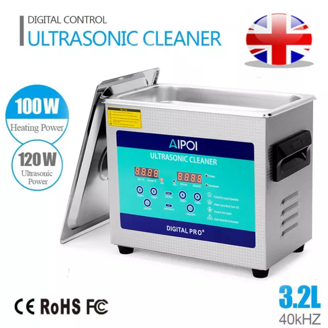 3.2L Digital Ultrasonic Cleaner Ultra Sonic Bath Cleaning Tank Timer Heater