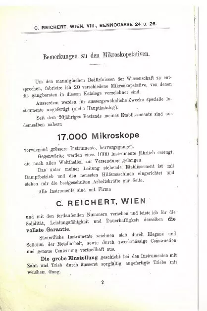 Historischer C. Reichert Mikroskop Katalog 1898 - PDF ! /  microscope catalogue 3