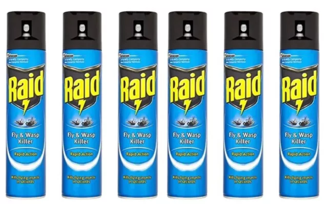 Raid Rapid Action Fly & Wasp Killer, Fly Killer Spray for Indoor Use, Pack of 6