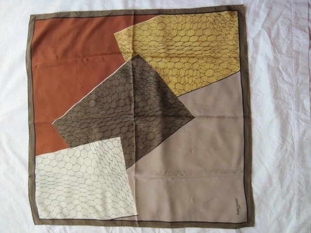Authentique Foulard type tour de cou 100% soie TBEG vintage scarf