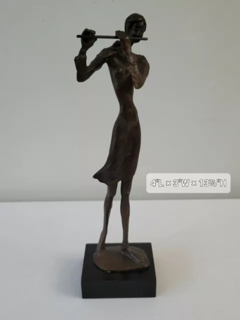 Bronze Sculpture of woman playing a flute in style of Alberto Giacometti