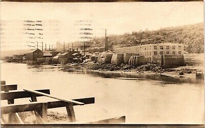 PAPER MILL real photo postcard rppc OREGON CITY OR c1909 willamette river