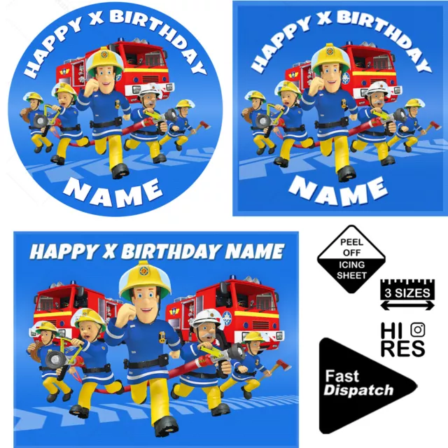 Fireman Sam Cake Topper Decoration Personalised Edible Icing sizes inc Costco