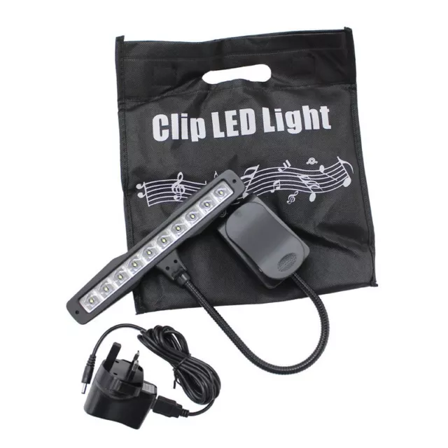 Piano Light, Koda LED Clip Light, 10 Bulbs, Flexible Gooseneck, Black