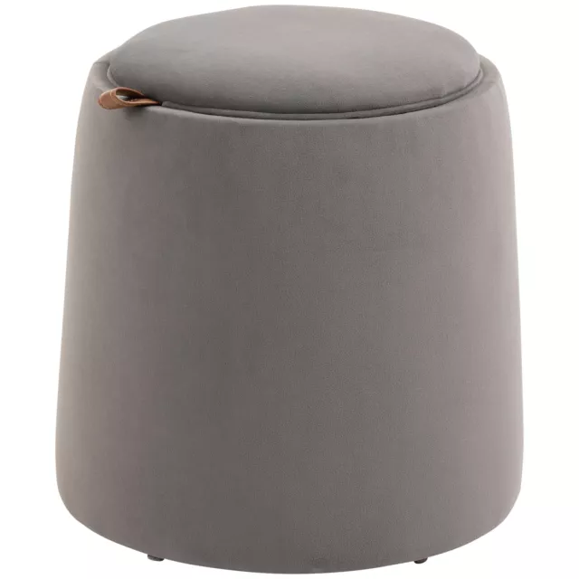 HOMCOM Pouf Contenitore 2 in 1 Convertibile in Tavolino da Caffè Velluto Grigio