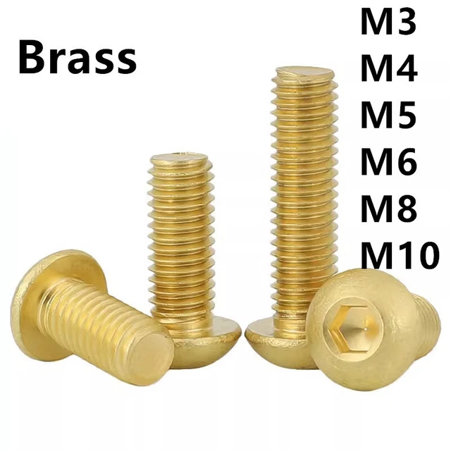 BRASS M3 M4 M5 M6 M8 M10 Allen Hex Socket Button Head Screws Hexagon