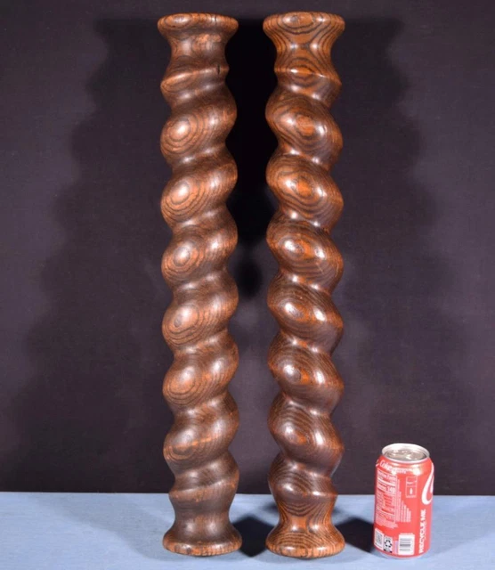 *24" Antique Turned/Barley Twist Posts/Pillars/Columns in Solid Oak Wood Salvage