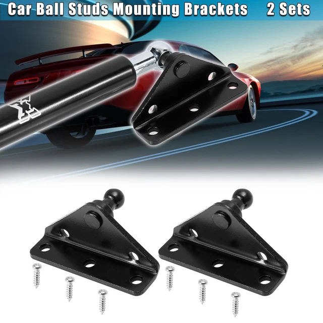2 Set 10mm Car Ball Studs Mounting Brackets with Screws Black 63x30x38mm