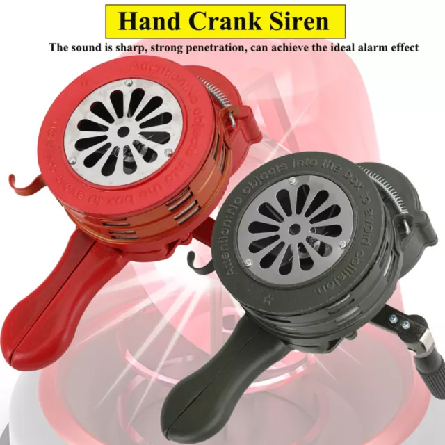 Hand Crank Siren Horn Manual Operated Metal Alarm Handheld Air Raid Siren 110db