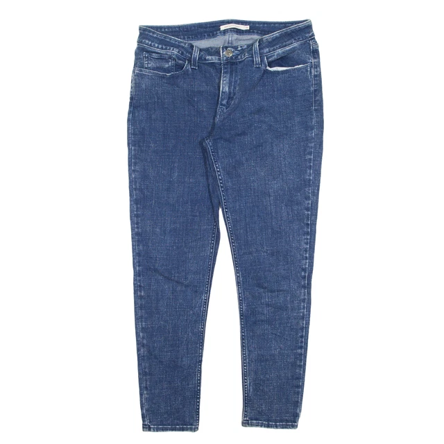 Jeans LEVI'S 535 impreziositi blu denim sottili pietra skinny lavati da donna W31 L26