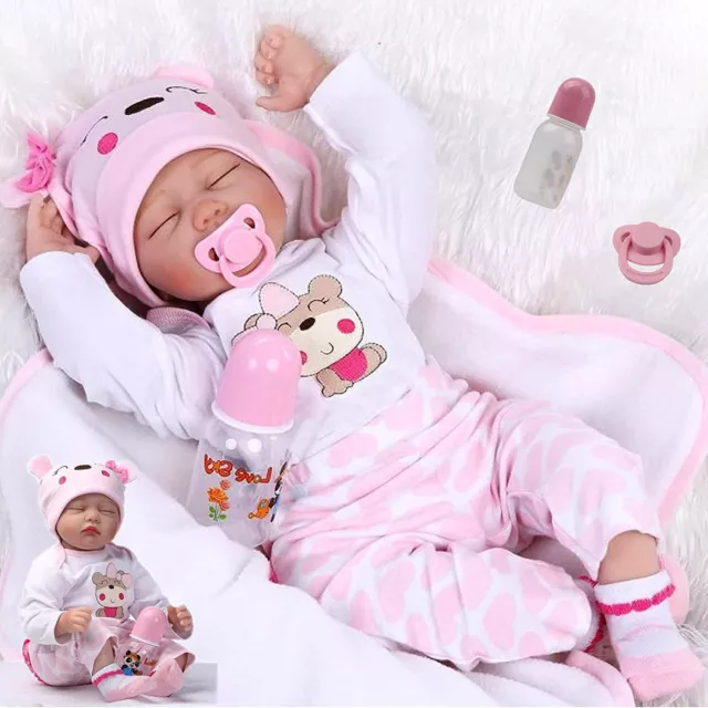 Bambole Reborn 22" bambino silicone morbido vinile fatte a mano realistici regali neonato di Natale