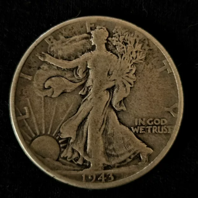 1943 walking liberty half dollar 90% Silver US WW2 era.