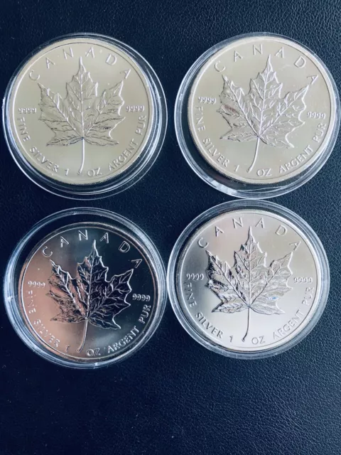 4 x Silver Canadian Maple Leaf 2011 1oz Coins