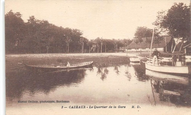 Cpa 33 Cazeaux Le Quartier De La Gare