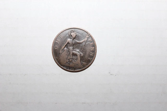 MONNAIE RARE DE 1 penny en bronze d'angleterre de 1919 H assez rare a