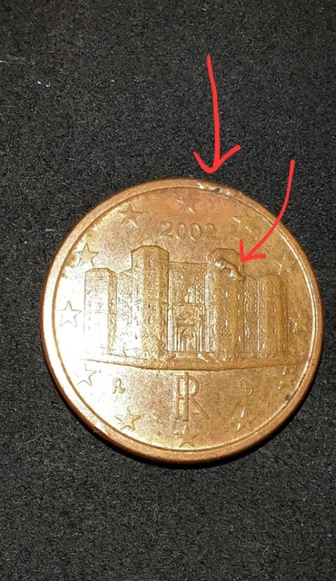 1 Cent Münze Aus Italien Fehlprägung 2002
