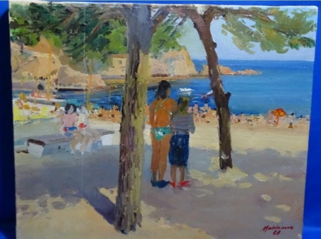 tableau-huile-paysage-marin-plage-et-baigneurs-impressionniste-xx-me
