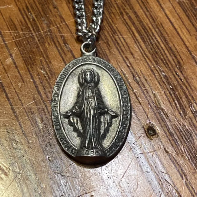 1830 Catholic St Virgin Mary Prayer Pendant Necklace Conceived without sin Pray