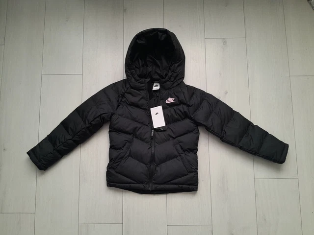 Nuova giacca Nike Ragazze NSW Profondo Puffa Nero Età 7/8