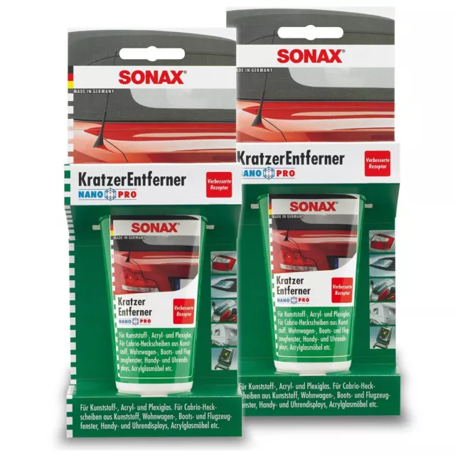 2x 75ml SONAX KRATZERENTFERNER KUNSTSTOFF NANOPRO KRATZER ENTFERNER POLITUR