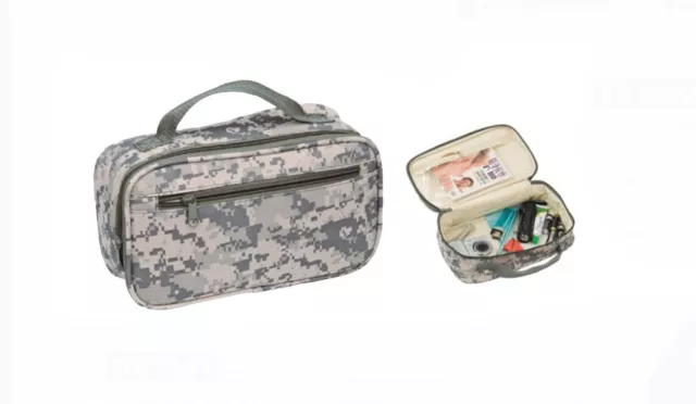 New 10" Green CAMO TRAVEL Water Resistant TOILETRIES BAG Mens Toiletry Shave Kit