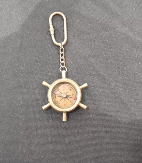 Solid Brass Nautical Collectable Compass Key Ring